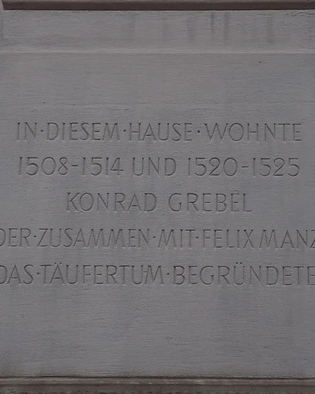 Placa conmemorativa de Conrad Grebel en Zúrich
